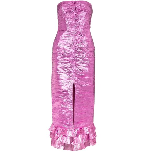 The Attico Ruched Metallic-Taffeta Midi Dress, Size 6 – NWT – $1869 - Picture 1 of 7